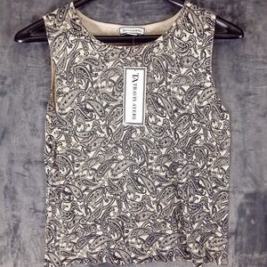 Travis Ayers Shirt Womens 16 Grey Charcoal Paisley 100% Silk Sleeveless Top NWT